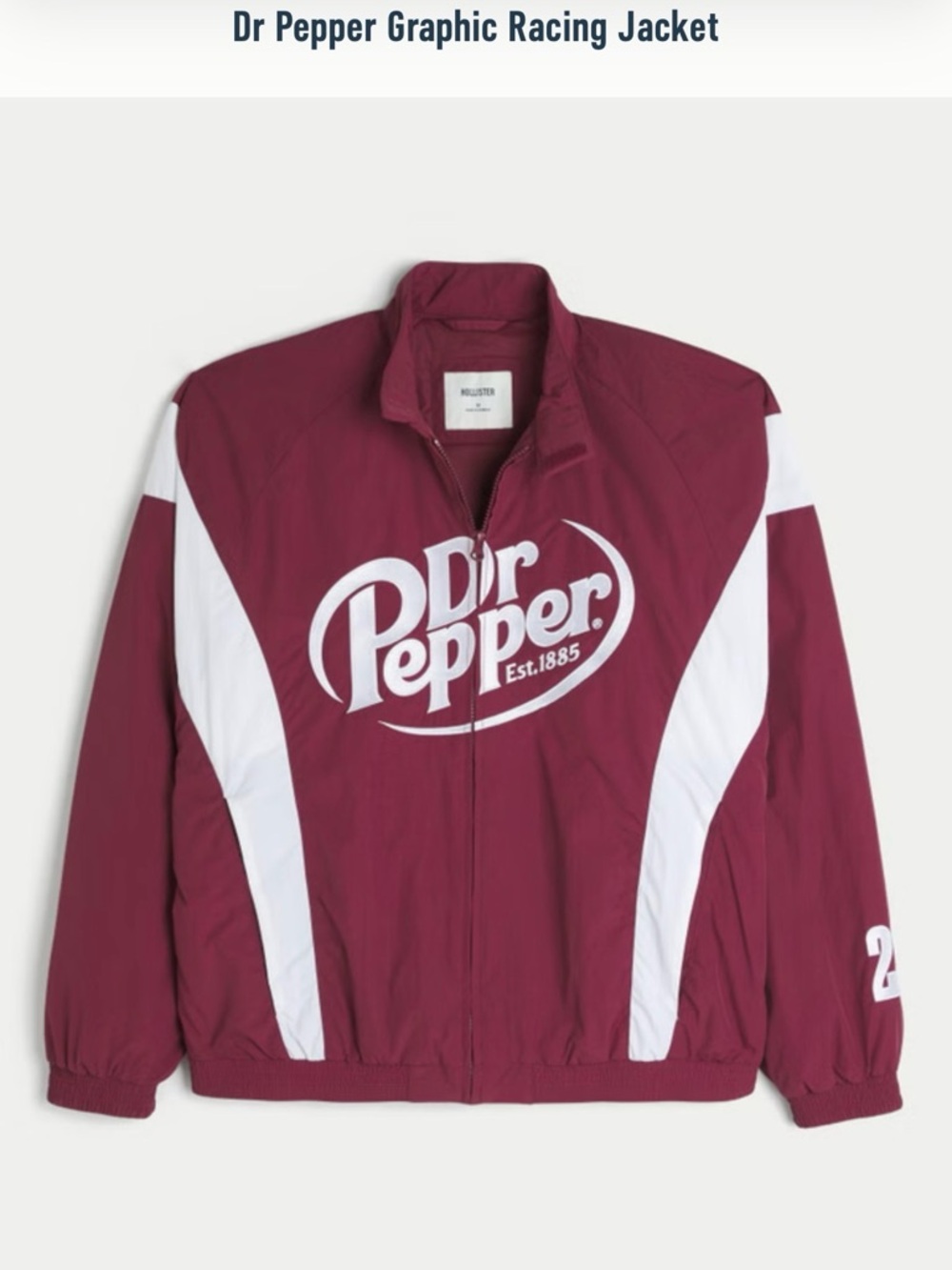 Hollister Maroon and White Dr Pepper Racing Windbreaker
